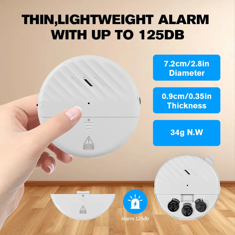 125DB Loud Window Alarm - Glass Break Sensor with Adjustable Sensitivity, Ultra Slim Design, Low Battery Indicator, Easy Peel and Stick Installation, No Wiring Needed